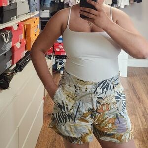 100% Linen Vintage Floral Shorts